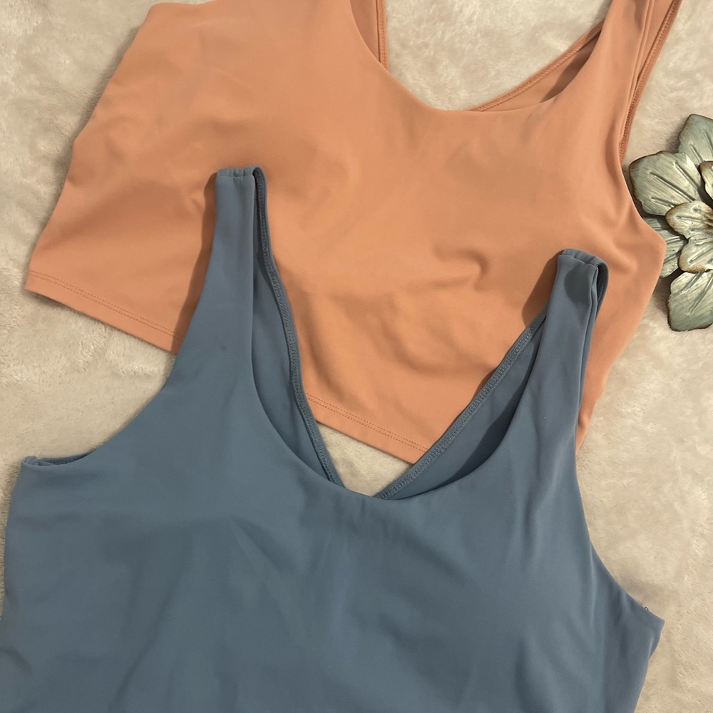 Women's Peach and Blue Crop Tops